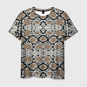 Мужская футболка 3D с принтом Шкура питона в Кировске, 100% полиэфир | прямой крой, круглый вырез горловины, длина до линии бедер | 