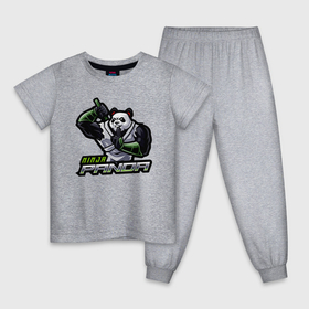 Детская пижама хлопок с принтом Панда ниндзя в Новосибирске, 100% хлопок |  брюки и футболка прямого кроя, без карманов, на брюках мягкая резинка на поясе и по низу штанин
 | 
