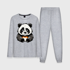 Мужская пижама с лонгсливом хлопок с принтом Милая панда лежит в Екатеринбурге,  |  | 