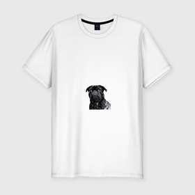 Мужская футболка хлопок Slim с принтом Черный мопс в Новосибирске, 92% хлопок, 8% лайкра | приталенный силуэт, круглый вырез ворота, длина до линии бедра, короткий рукав | 