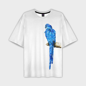 Мужская футболка oversize 3D с принтом Птица синий попугай на дереве в Екатеринбурге,  |  | 
