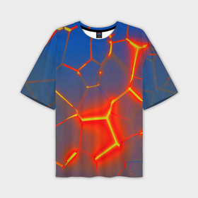 Мужская футболка oversize 3D с принтом Грани огненнные абстракция в Екатеринбурге,  |  | 
