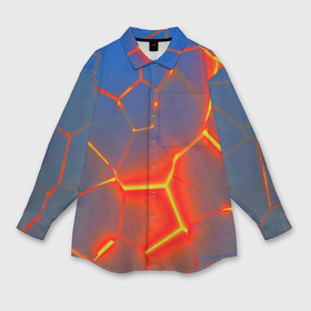 Мужская рубашка oversize 3D с принтом Грани огненнные абстракция ,  |  | Тематика изображения на принте: 