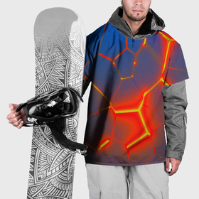 Накидка на куртку 3D с принтом Грани огненнные абстракция в Екатеринбурге, 100% полиэстер |  | 