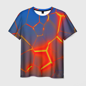 Мужская футболка 3D с принтом Грани огненнные абстракция , 100% полиэфир | прямой крой, круглый вырез горловины, длина до линии бедер | Тематика изображения на принте: 