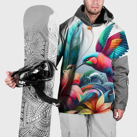 Накидка на куртку 3D с принтом Райская птица   тропики в Курске, 100% полиэстер |  | 