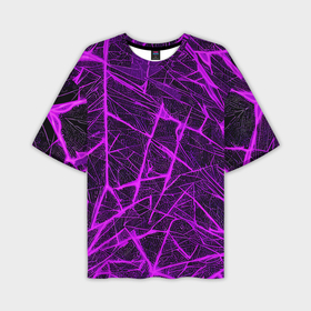Мужская футболка oversize 3D с принтом Фиолетовая паутина на чёрном фоне в Курске,  |  | 