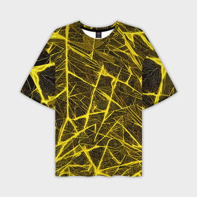 Мужская футболка oversize 3D с принтом Жёлтая паутина на чёрном фоне в Курске,  |  | 