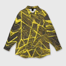 Мужская рубашка oversize 3D с принтом Жёлтая паутина на чёрном фоне в Курске,  |  | 