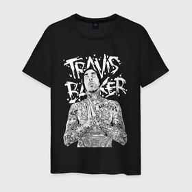 Мужская футболка хлопок с принтом Travis Barker , 100% хлопок | прямой крой, круглый вырез горловины, длина до линии бедер, слегка спущенное плечо. | 