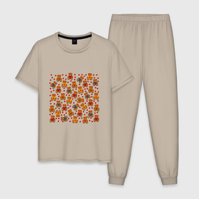 Мужская пижама хлопок с принтом Медвежата игрушечные и сердечки в Тюмени, 100% хлопок | брюки и футболка прямого кроя, без карманов, на брюках мягкая резинка на поясе и по низу штанин
 | 