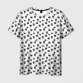 Мужская футболка 3D с принтом Дождь из котиков в Курске, 100% полиэфир | прямой крой, круглый вырез горловины, длина до линии бедер | 