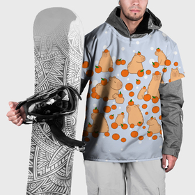 Накидка на куртку 3D с принтом Мем капибара и мандарины , 100% полиэстер |  | 