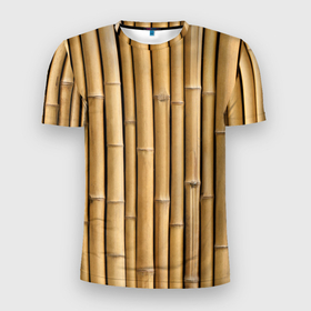 Мужская футболка 3D Slim с принтом Стволы бамбука в Белгороде, 100% полиэстер с улучшенными характеристиками | приталенный силуэт, круглая горловина, широкие плечи, сужается к линии бедра | 