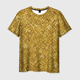 Мужская футболка 3D с принтом Золотой волнистый с переливами , 100% полиэфир | прямой крой, круглый вырез горловины, длина до линии бедер | 