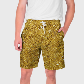 Мужские шорты 3D с принтом Золотой волнистый с переливами ,  полиэстер 100% | прямой крой, два кармана без застежек по бокам. Мягкая трикотажная резинка на поясе, внутри которой широкие завязки. Длина чуть выше колен | 