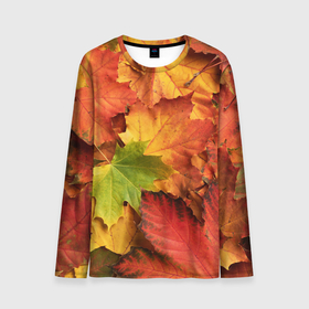 Мужской лонгслив 3D с принтом Осенние яркие кленовые листья , 100% полиэстер | длинные рукава, круглый вырез горловины, полуприлегающий силуэт | 