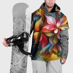 Накидка на куртку 3D с принтом Яркие тропические цветы   живопись в Новосибирске, 100% полиэстер |  | 