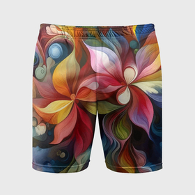 Мужские шорты спортивные с принтом Яркие тропические цветы   живопись в Санкт-Петербурге,  |  | Тематика изображения на принте: 