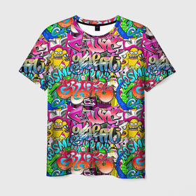 Мужская футболка 3D с принтом Graffiti funny , 100% полиэфир | прямой крой, круглый вырез горловины, длина до линии бедер | 