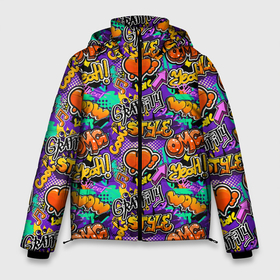 Мужская зимняя куртка 3D с принтом Graffiti style в Тюмени, верх — 100% полиэстер; подкладка — 100% полиэстер; утеплитель — 100% полиэстер | длина ниже бедра, свободный силуэт Оверсайз. Есть воротник-стойка, отстегивающийся капюшон и ветрозащитная планка. 

Боковые карманы с листочкой на кнопках и внутренний карман на молнии. | 