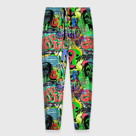 Мужские брюки 3D с принтом Graffiti rap в Тюмени, 100% полиэстер | манжеты по низу, эластичный пояс регулируется шнурком, по бокам два кармана без застежек, внутренняя часть кармана из мелкой сетки | Тематика изображения на принте: 