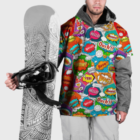 Накидка на куртку 3D с принтом Bang Boom Ouch pop art pattern в Кировске, 100% полиэстер |  | Тематика изображения на принте: 