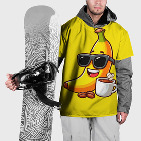 Накидка на куртку 3D с принтом Кофейный банан в Белгороде, 100% полиэстер |  | Тематика изображения на принте: 