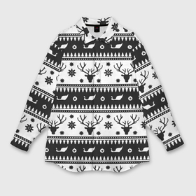 Мужская рубашка oversize 3D с принтом Новогодний свитер с оленями в Курске,  |  | Тематика изображения на принте: 