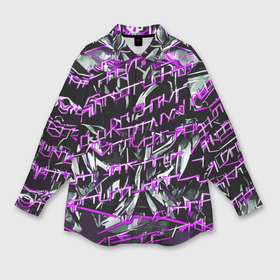 Мужская рубашка oversize 3D с принтом Инопланетный текст фиолетовый в Санкт-Петербурге,  |  | Тематика изображения на принте: 