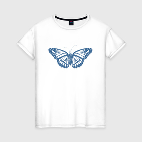 Женская футболка хлопок с принтом Бабочка крылья , 100% хлопок | прямой крой, круглый вырез горловины, длина до линии бедер, слегка спущенное плечо | 