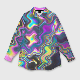 Мужская рубашка oversize 3D с принтом Волнистые абстрактные волны в Кировске,  |  | 