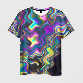 Мужская футболка 3D с принтом Волнистые абстрактные волны в Санкт-Петербурге, 100% полиэфир | прямой крой, круглый вырез горловины, длина до линии бедер | 