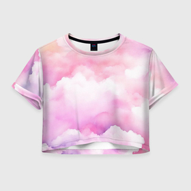 Женская футболка Crop-top 3D с принтом Розовая нега в Курске, 100% полиэстер | круглая горловина, длина футболки до линии талии, рукава с отворотами | 