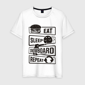 Мужская футболка хлопок с принтом Есть спать сноуборд в Екатеринбурге, 100% хлопок | прямой крой, круглый вырез горловины, длина до линии бедер, слегка спущенное плечо. | 