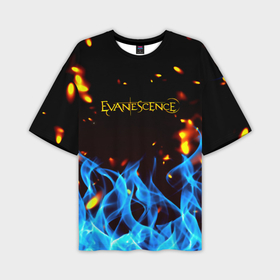 Мужская футболка oversize 3D с принтом Evanescence огонь рок группа в Курске,  |  | 