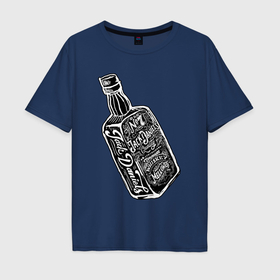 Мужская футболка хлопок Oversize с принтом Бутылка джека в Петрозаводске, 100% хлопок | свободный крой, круглый ворот, “спинка” длиннее передней части | Тематика изображения на принте: 