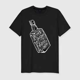 Мужская футболка хлопок Slim с принтом Бутылка джека в Петрозаводске, 92% хлопок, 8% лайкра | приталенный силуэт, круглый вырез ворота, длина до линии бедра, короткий рукав | Тематика изображения на принте: 