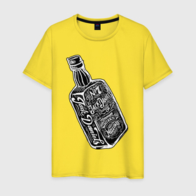 Мужская футболка хлопок с принтом Бутылка джека в Белгороде, 100% хлопок | прямой крой, круглый вырез горловины, длина до линии бедер, слегка спущенное плечо. | 