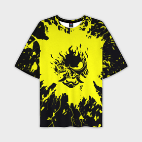 Мужская футболка oversize 3D с принтом Cyberpunk samurai logo 2077 в Тюмени,  |  | 