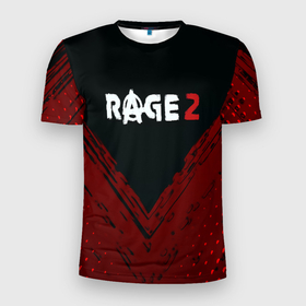 Мужская футболка 3D Slim с принтом Rage 2 game logo апокалипсис в Санкт-Петербурге, 100% полиэстер с улучшенными характеристиками | приталенный силуэт, круглая горловина, широкие плечи, сужается к линии бедра | Тематика изображения на принте: 