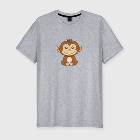 Мужская футболка хлопок Slim с принтом Маленькая обезьяна в Петрозаводске, 92% хлопок, 8% лайкра | приталенный силуэт, круглый вырез ворота, длина до линии бедра, короткий рукав | 