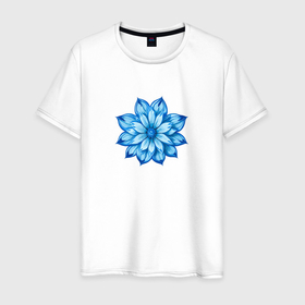 Мужская футболка хлопок с принтом Голубой цветочек в Белгороде, 100% хлопок | прямой крой, круглый вырез горловины, длина до линии бедер, слегка спущенное плечо. | 