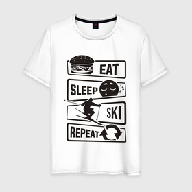 Мужская футболка хлопок с принтом Есть спать лыжи в Екатеринбурге, 100% хлопок | прямой крой, круглый вырез горловины, длина до линии бедер, слегка спущенное плечо. | Тематика изображения на принте: 