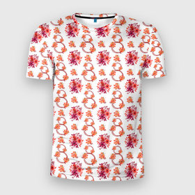 Мужская футболка 3D Slim с принтом 8 марта праздничные цветы в Санкт-Петербурге, 100% полиэстер с улучшенными характеристиками | приталенный силуэт, круглая горловина, широкие плечи, сужается к линии бедра | Тематика изображения на принте: 