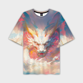 Мужская футболка oversize 3D с принтом Небесный дракон в облаках в Белгороде,  |  | Тематика изображения на принте: 