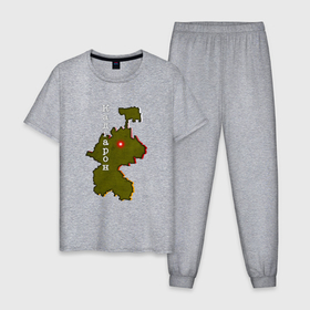 Мужская пижама хлопок с принтом Осетия Кадгарон , 100% хлопок | брюки и футболка прямого кроя, без карманов, на брюках мягкая резинка на поясе и по низу штанин
 | 