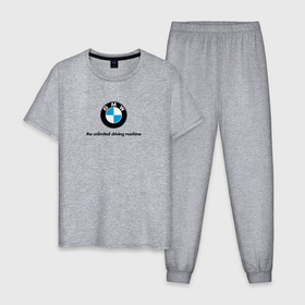 Мужская пижама хлопок с принтом BMW  the unlimited driving machine в Новосибирске, 100% хлопок | брюки и футболка прямого кроя, без карманов, на брюках мягкая резинка на поясе и по низу штанин
 | Тематика изображения на принте: 