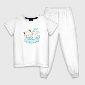 Детская пижама хлопок с принтом Котик спит в Екатеринбурге, 100% хлопок |  брюки и футболка прямого кроя, без карманов, на брюках мягкая резинка на поясе и по низу штанин
 | 