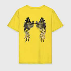 Мужская футболка хлопок с принтом Крылья с металлическим блеском в Курске, 100% хлопок | прямой крой, круглый вырез горловины, длина до линии бедер, слегка спущенное плечо. | 